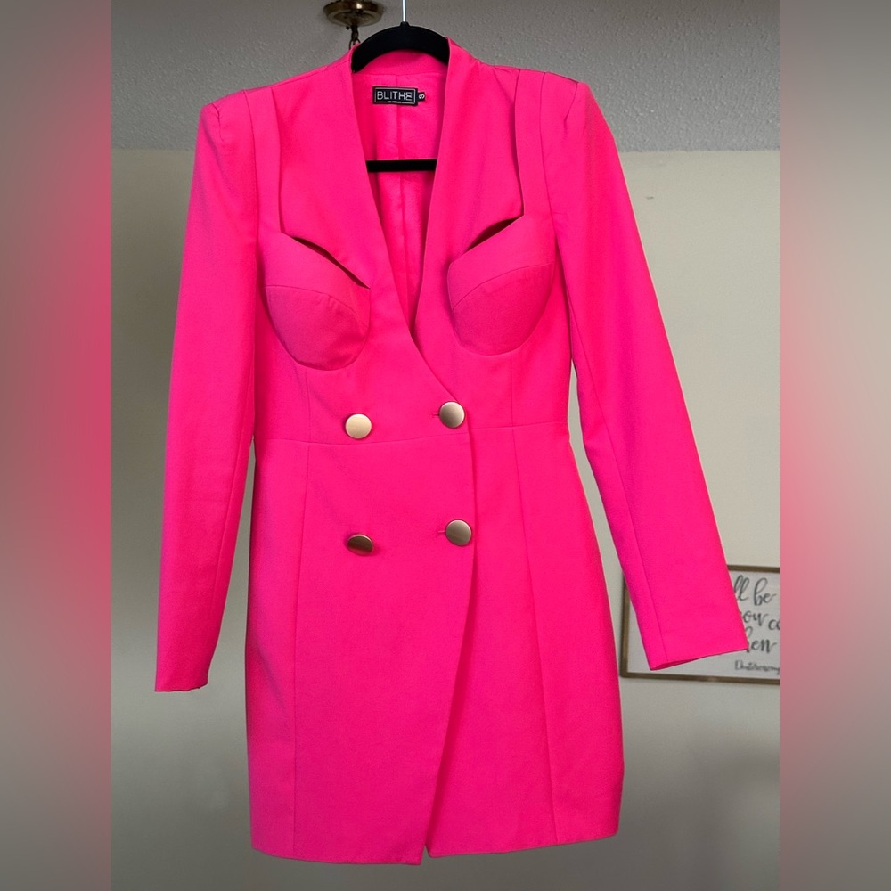 Bright Pink Blazer Dress